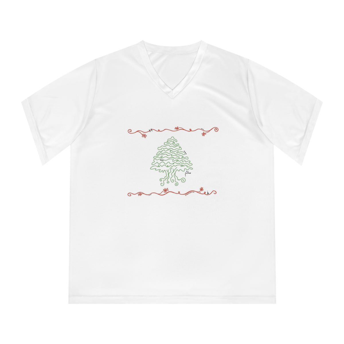 Lebanese Flag Doodle-Women's V-Neck Tee