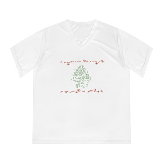 Lebanese Flag Doodle-Women's V-Neck Tee