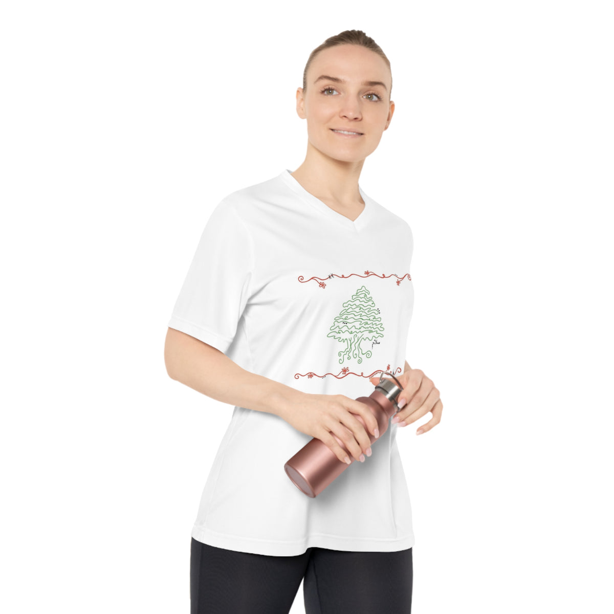 Lebanese Flag Doodle-Women's V-Neck Tee