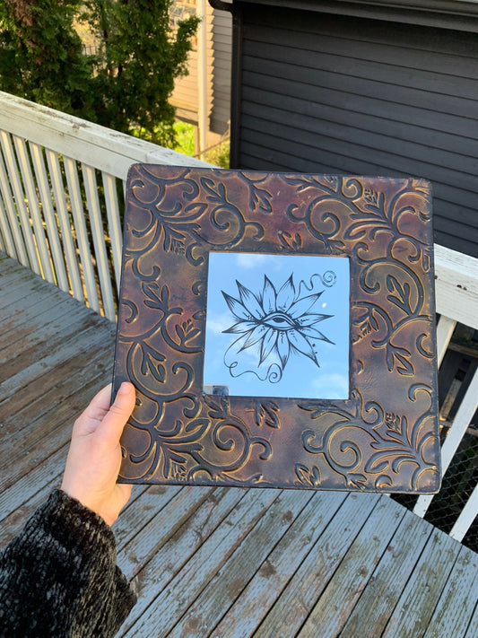 Iron Framed Eyeball Flower Mirror